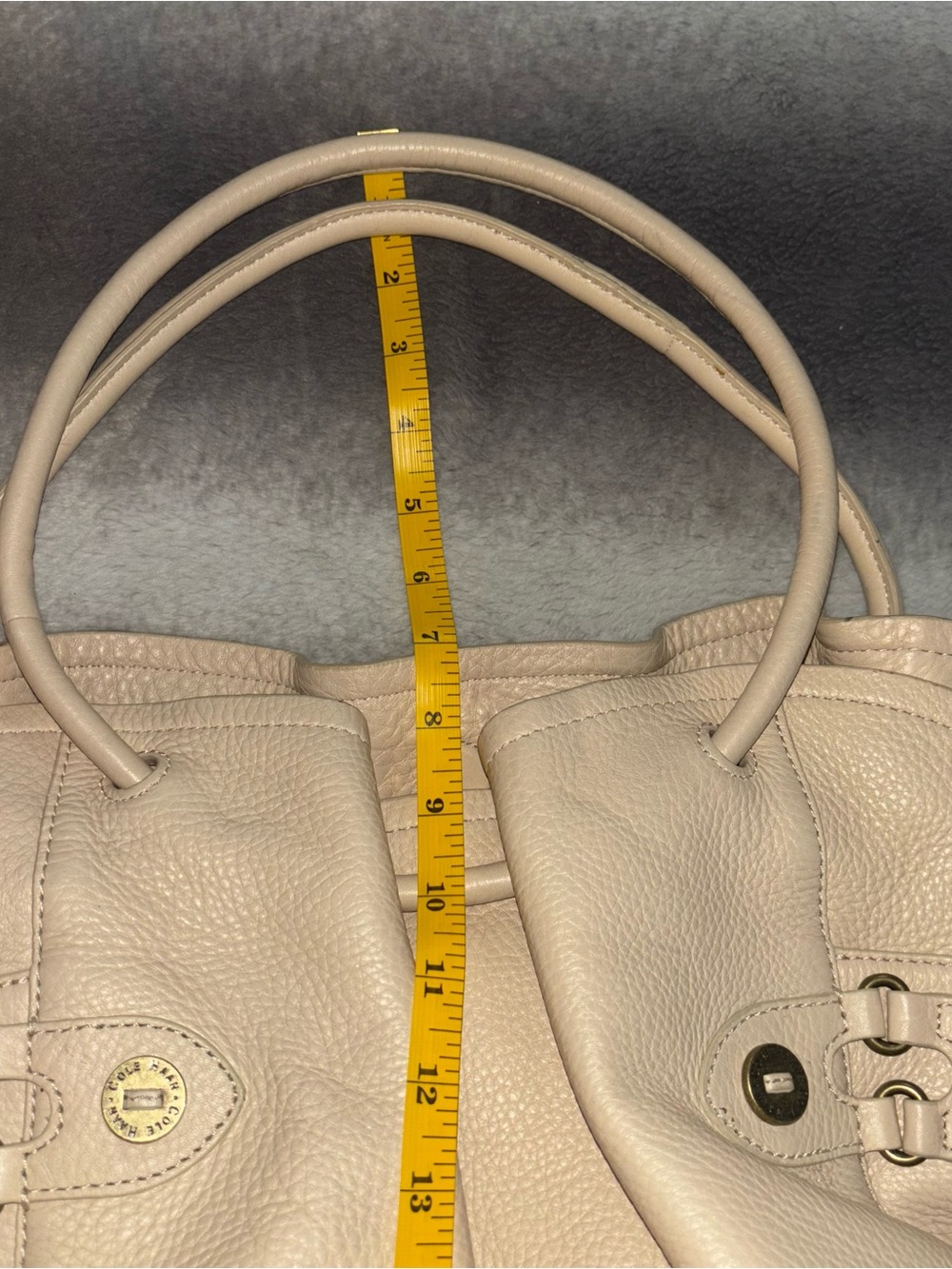 Cole Haan Village Pebbled Leather Slouch Tote Shoulder Bag Ivory Cream - Picture 10 of 11